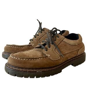 Vintage Earth leather Oxford leather lace up Moc toe preppy chunky sole tan 7